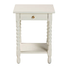 Baxton Studio Niklas Nightstand with Twisted Legs - 1-Drawer Bedroom Side Table with Storage Shelf, White