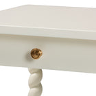 Baxton Studio Niklas Nightstand with Twisted Legs - 1-Drawer Bedroom Side Table with Storage Shelf, White