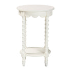 Baxton Studio Sally Round Nightstand with Bamboo Inspired Legs - Scalloped Bedroom Side Table with Open Shelf, White