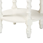 Baxton Studio Sally Round Nightstand with Bamboo Inspired Legs - Scalloped Bedroom Side Table with Open Shelf, White