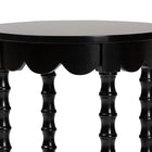 Baxton Studio Sally Round Nightstand with Bamboo Inspired Legs - Scalloped Bedroom Side Table with Open Shelf, Black