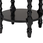 Baxton Studio Sally Round Nightstand with Bamboo Inspired Legs - Scalloped Bedroom Side Table with Open Shelf, Black