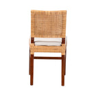 bali & pari Lesia Natural Rattan Dining Chair with Cushion - Handwoven Wicker Side Chair with Mahogany Wood Frame, Coastal Boho Style Seating for Kitchen or Dining Room