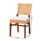 bali & pari Lesia Natural Rattan Dining Chair with Cushion - Handwoven Wicker Side Chair with Mahogany Wood Frame, Coastal Boho Style Seating for Kitchen or Dining Room