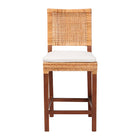 bali & pari Lesia Natural Rattan Counter Stool with Cushion - Handwoven Wicker Stool with Mahogany Wood Frame, Coastal Boho Style for Kitchen Island or Bar Seating