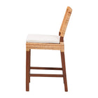 bali & pari Lesia Natural Rattan Counter Stool with Cushion - Handwoven Wicker Stool with Mahogany Wood Frame, Coastal Boho Style for Kitchen Island or Bar Seating