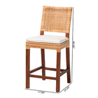 bali & pari Lesia Natural Rattan Counter Stool with Cushion - Handwoven Wicker Stool with Mahogany Wood Frame, Coastal Boho Style for Kitchen Island or Bar Seating