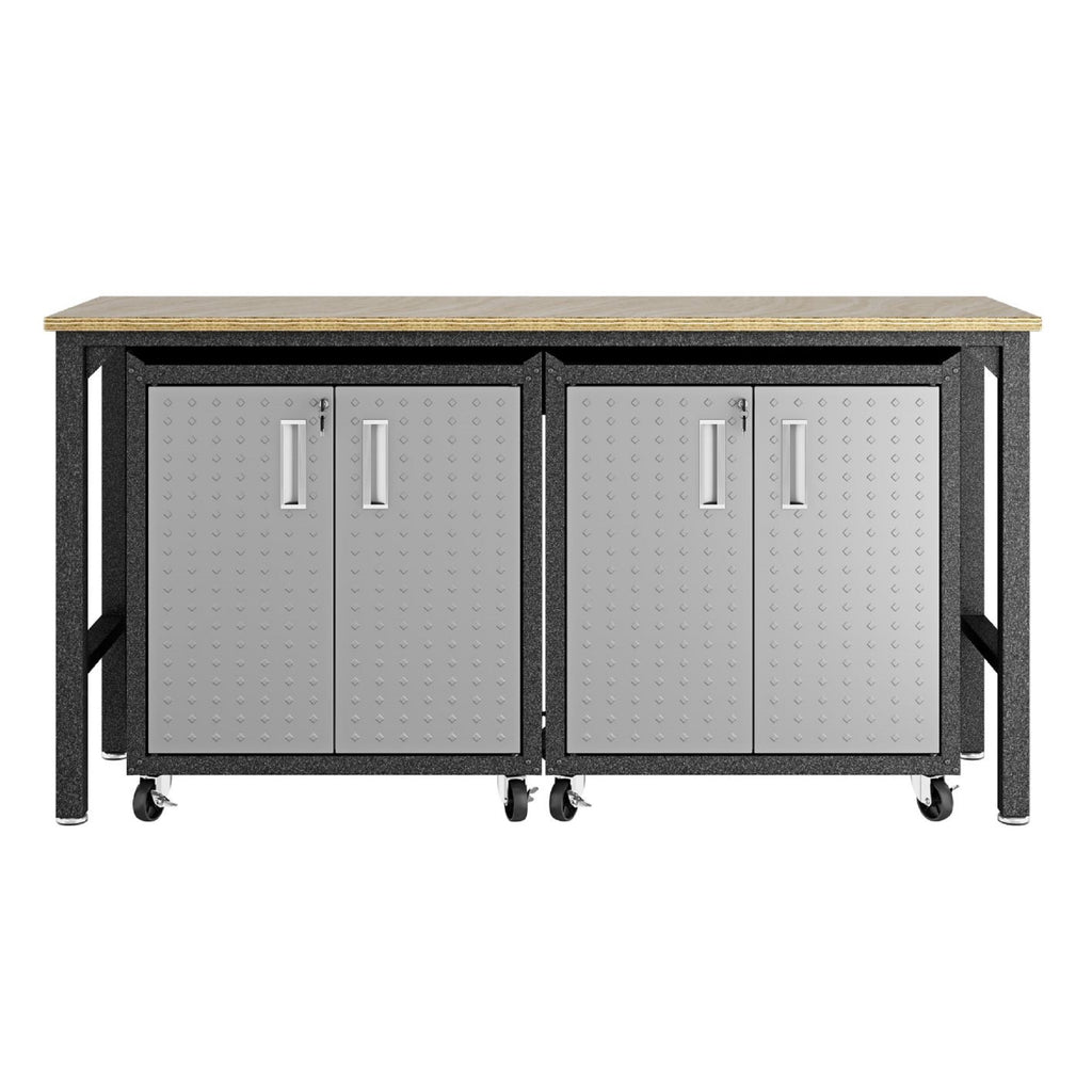 Manhattan Comfort Fortress Modern 3-Piece Garage Set in Dark Gray