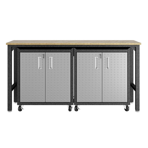Manhattan Comfort Fortress Modern 3-Piece Garage Set in Dark Gray