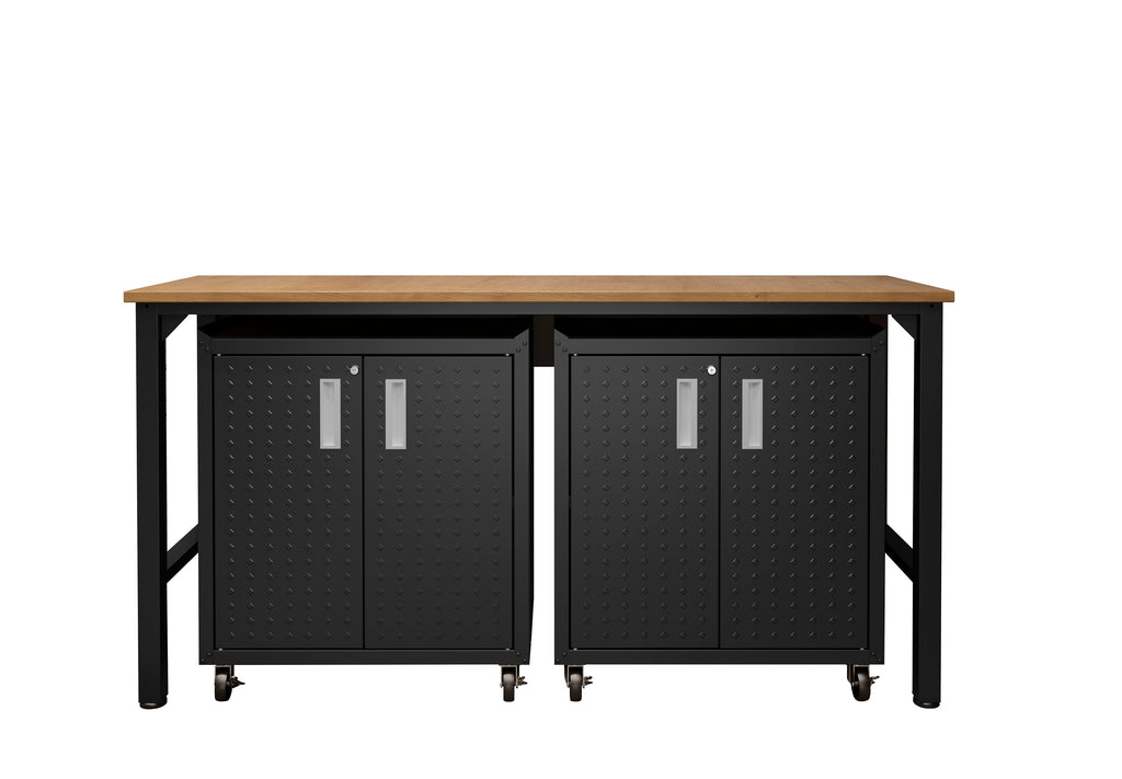 Manhattan Comfort Fortress Modern 3-Piece Garage Set in Charcoal Gray