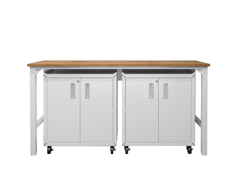 Manhattan Comfort Fortress Modern 3-Piece Garage Set in White
