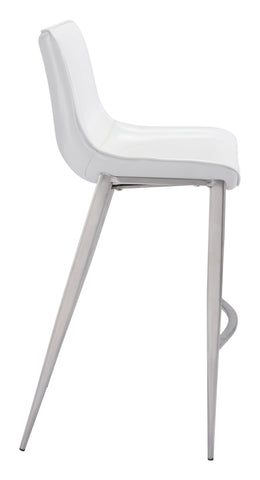 Zuo Magnus Barstool (Set of 2) White & Silver