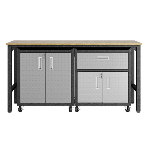 Manhattan Comfort Fortress Modern 3-Piece Garage Set in Dark Gray