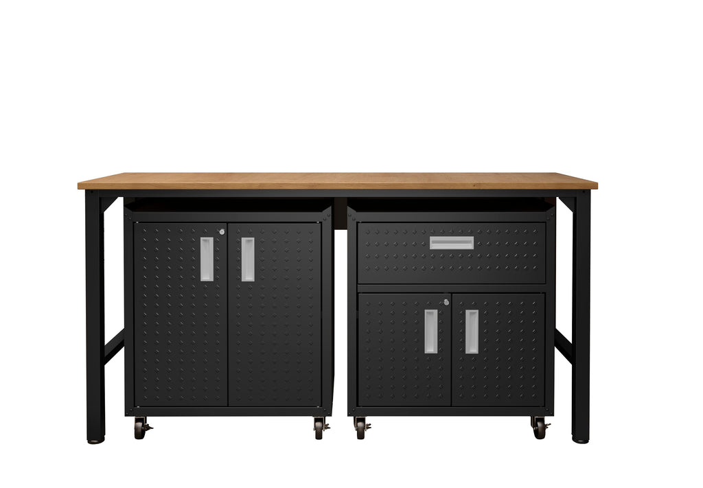 Manhattan Comfort Fortress Modern 3-Piece Garage Set in Charcoal Gray