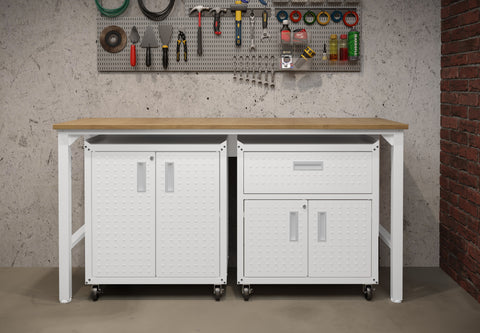 Manhattan Comfort Fortress Modern 3-Piece Garage Set in White