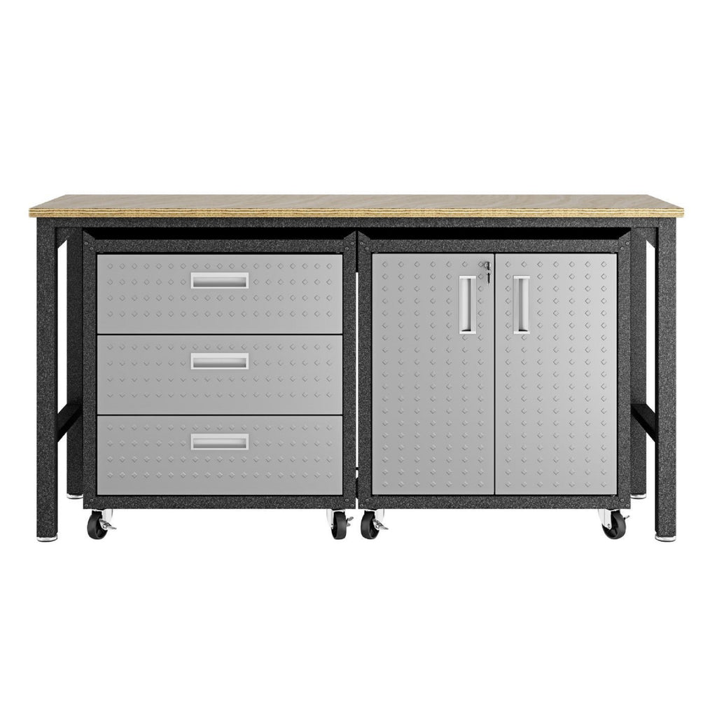 Manhattan Comfort Fortress Modern 3-Piece Garage Set in Dark Gray
