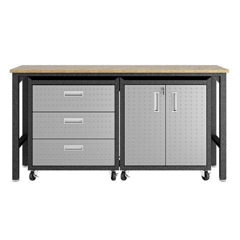 Manhattan Comfort Fortress Modern 3-Piece Garage Set in Dark Gray