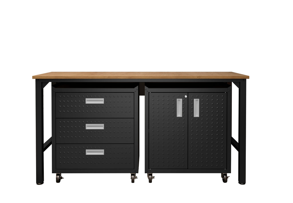 Manhattan Comfort Fortress Modern 3-Piece Garage Set in Charcoal Gray