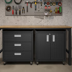 Manhattan Comfort Fortress Modern 3-Piece Garage Set in Charcoal Gray - 16GMC-CH