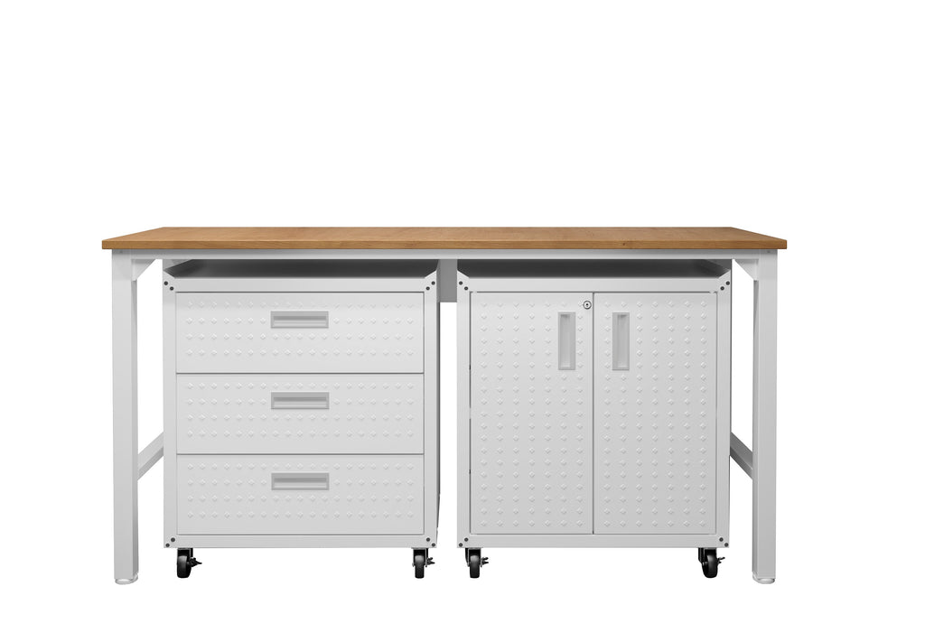 Manhattan Comfort Fortress Modern 3-Piece Garage Set in White