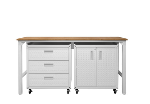 Manhattan Comfort Fortress Modern 3-Piece Garage Set in White
