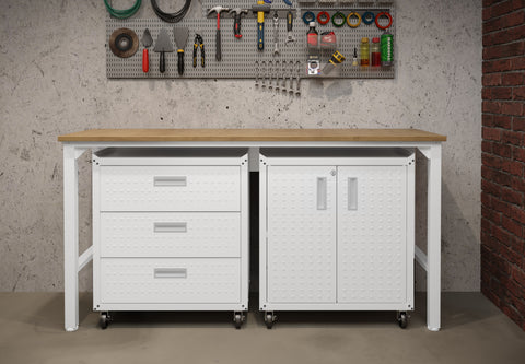 Manhattan Comfort Fortress Modern 3-Piece Garage Set in White