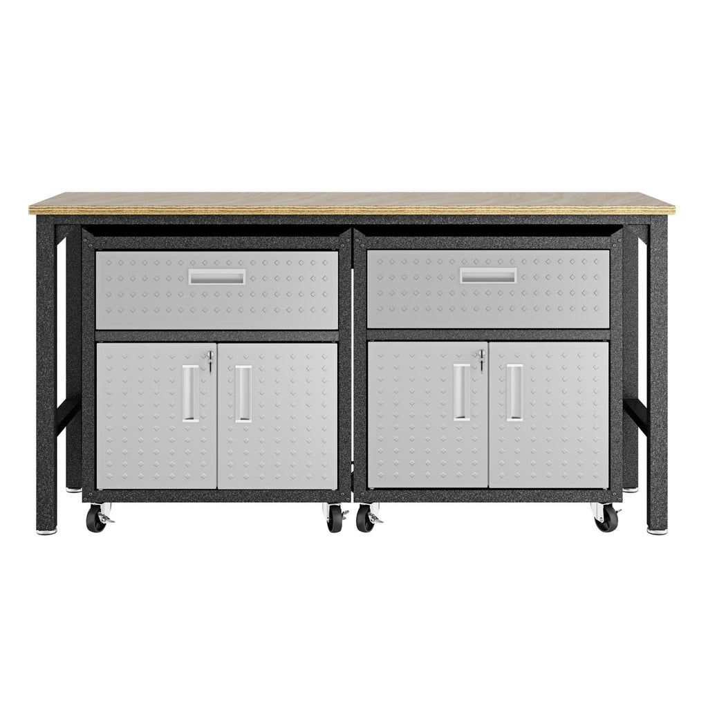 Manhattan Comfort Fortress Modern 3-Piece Garage Set in Dark Gray