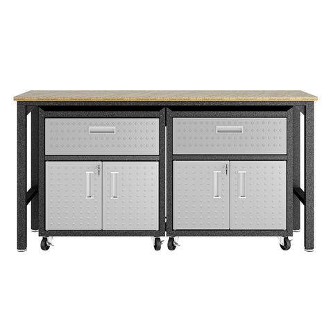 Manhattan Comfort Fortress Modern 3-Piece Garage Set in Dark Gray