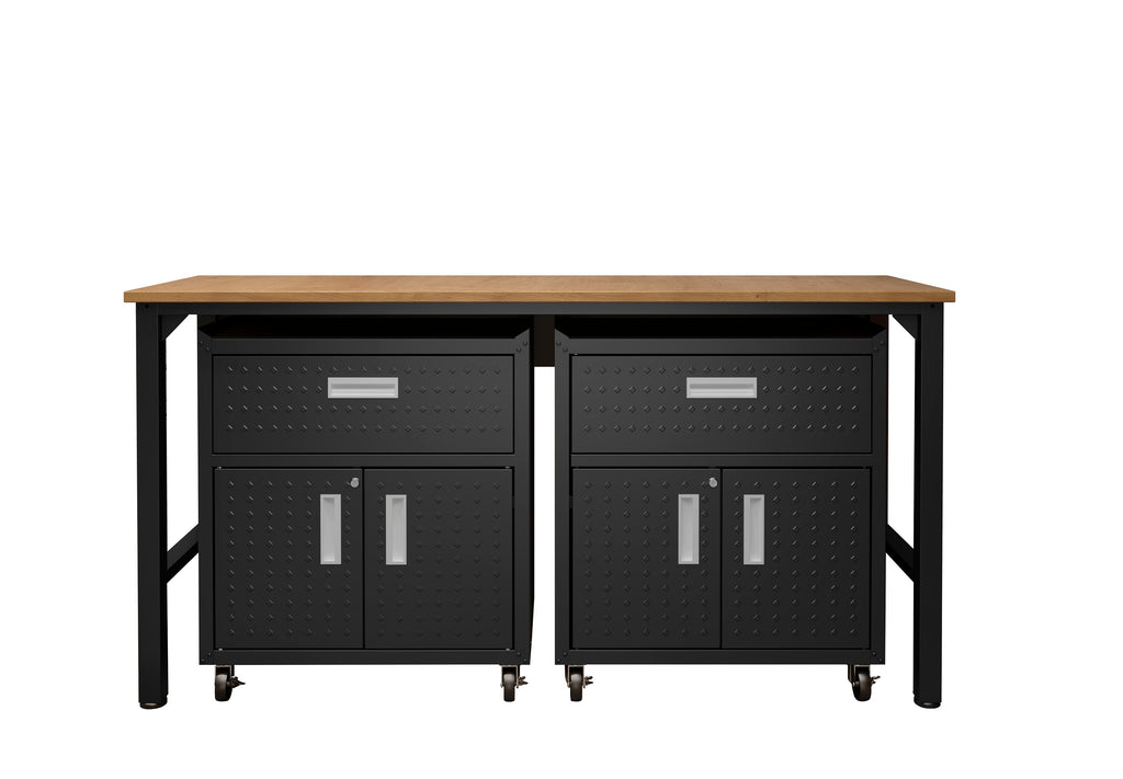 Manhattan Comfort Fortress Modern 3-Piece Garage Set in Charcoal Gray