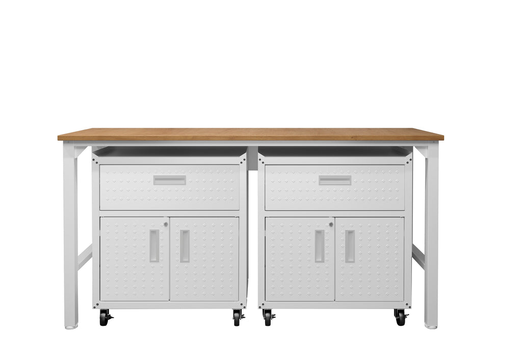 Manhattan Comfort Fortress Modern 3-Piece Garage Set in White