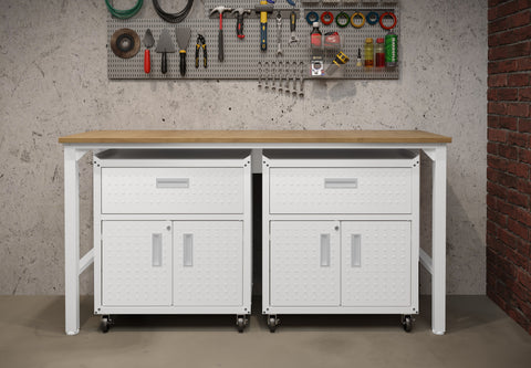 Manhattan Comfort Fortress Modern 3-Piece Garage Set in White