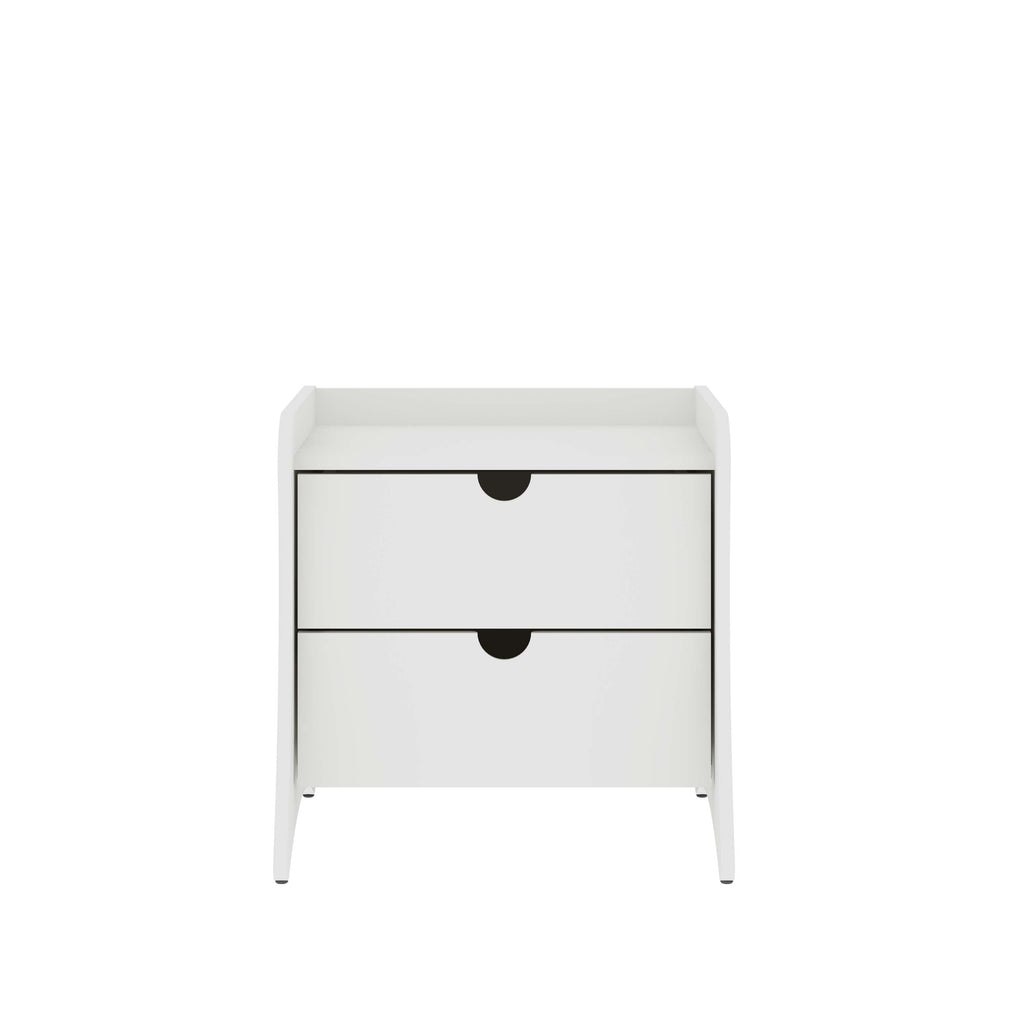 Manhattan Comfort Coney Mid-Century Modern 20" Nightstand in White (2-Drawer)