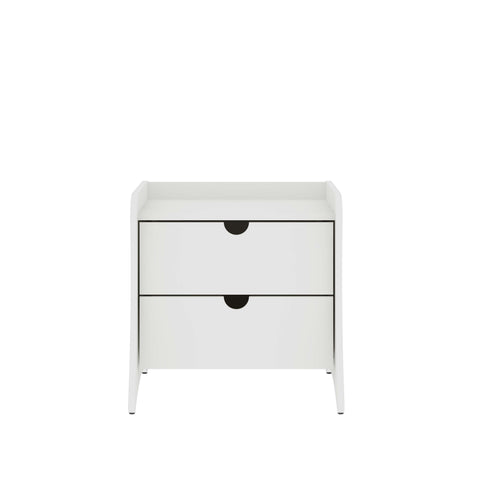 Manhattan Comfort Coney Mid-Century Modern 20" Nightstand in White (2-Drawer)