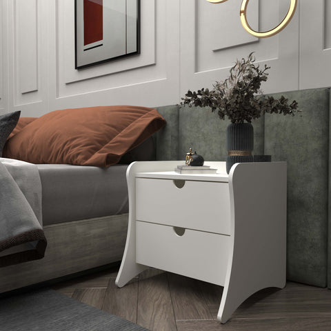 Manhattan Comfort Coney Mid-Century Modern 20" Nightstand in White (2-Drawer)