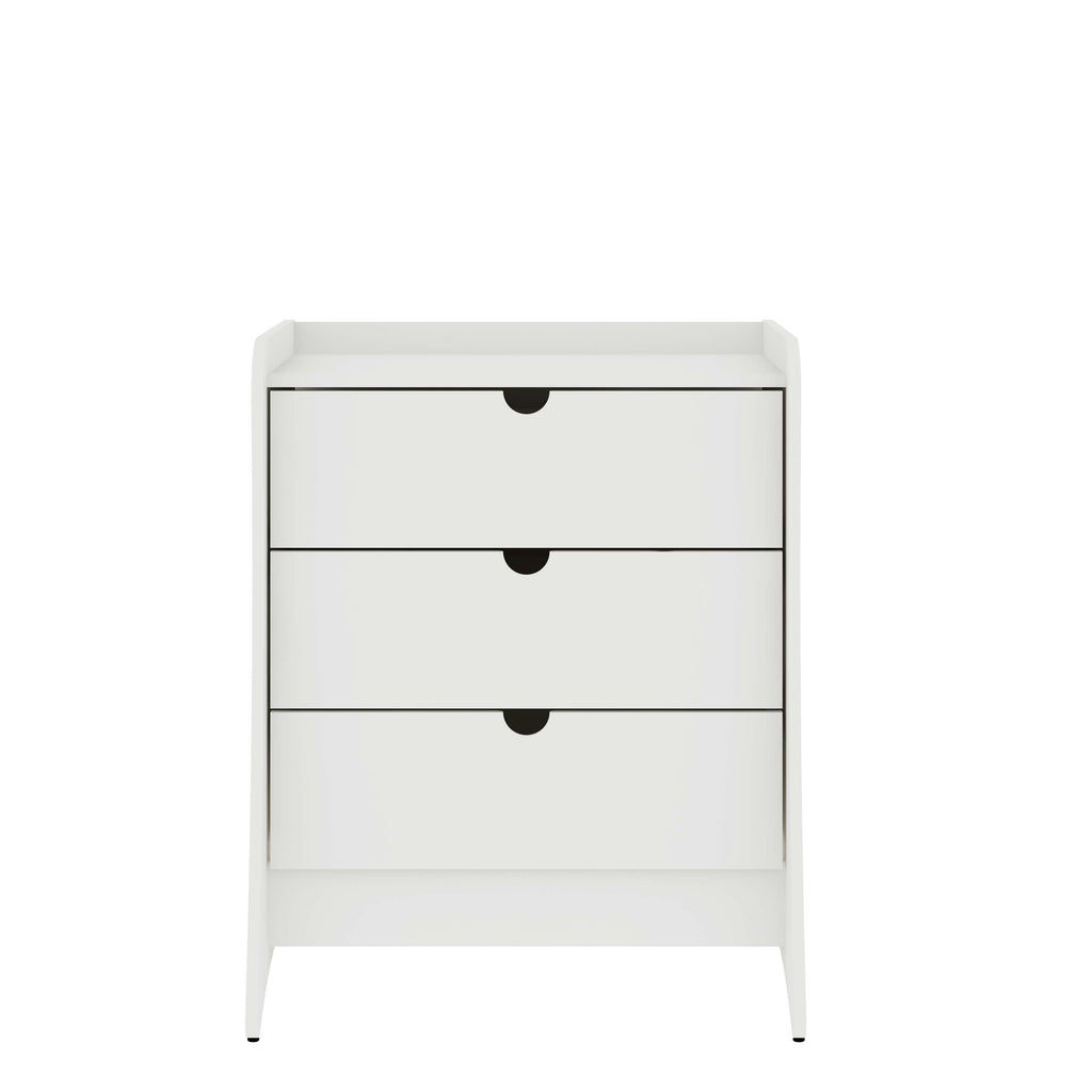 Manhattan Comfort Coney Mid-Century Modern 28" Nightstand in White (3-Drawer)