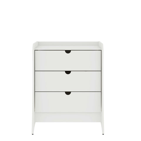 Manhattan Comfort Coney Mid-Century Modern 28" Nightstand in White (3-Drawer)