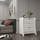 Manhattan Comfort Coney Mid-Century Modern 28" Nightstand in White (3-Drawer)