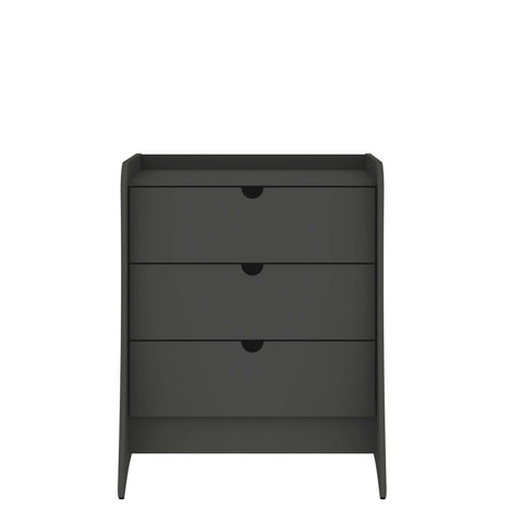 Manhattan Comfort Coney Mid-Century Modern 28" Nightstand in Charcoal Gray (3-Drawer)