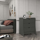 Manhattan Comfort Coney Mid-Century Modern 28" Nightstand in Charcoal Gray (3-Drawer)