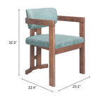 Zuo Poly Dining Chair Moss Gray & Walnut