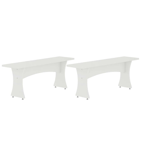 Manhattan Comfort Coney Mid-Century Modern Dining Bench in White - Set of 2