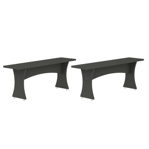 Manhattan Comfort Coney Mid-Century Modern Dining Bench in Charcoal Gray - Set of 2