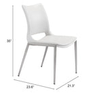 Zuo Ace Dining Chair (Set of 2) White & Silver