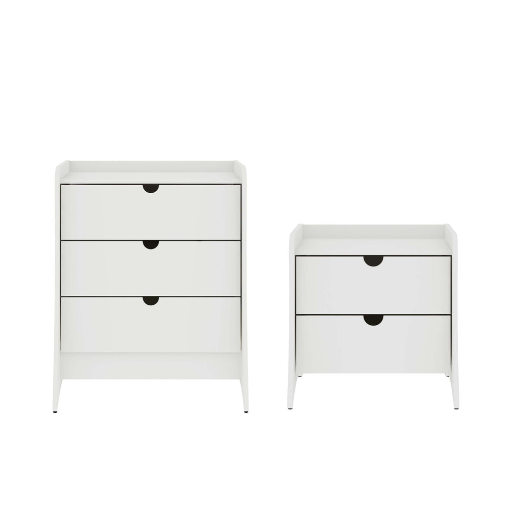 Manhattan Comfort Coney Mid-Century Modern 2-Piece Dresser Set in White
