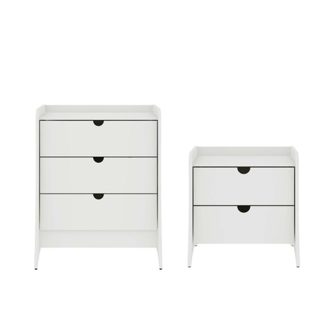Manhattan Comfort Coney Mid-Century Modern 2-Piece Dresser Set in White