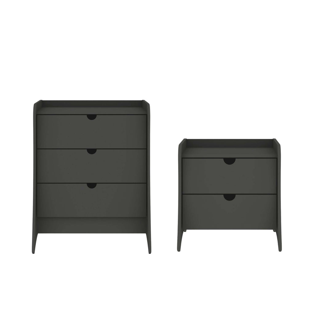 Manhattan Comfort Coney Mid-Century Modern 2-Piece Dresser Set in Charcoal Gray