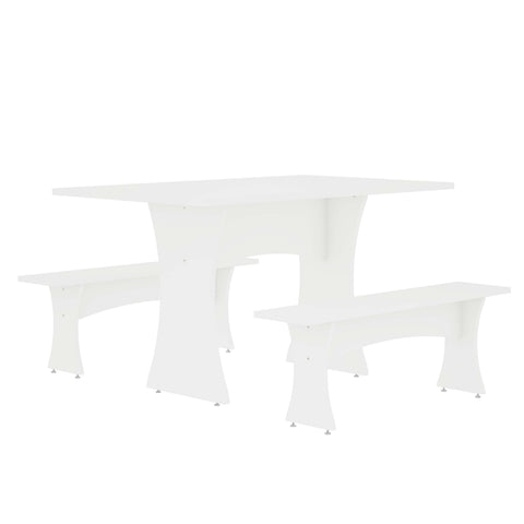 Manhattan Comfort Coney Mid-Century Modern 3-Piece Dining Set in White
