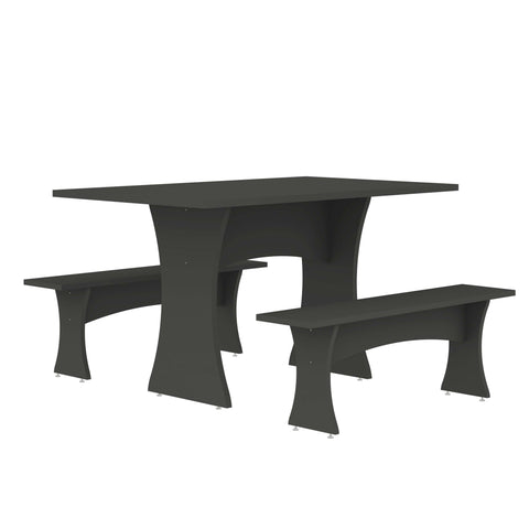 Manhattan Comfort Coney Mid-Century Modern 3-Piece Dining Set in Charcoal Gray