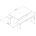 Manhattan Comfort Coney Mid-Century Modern 3-Piece Dining Set in Charcoal Gray