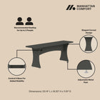 Manhattan Comfort Coney Mid-Century Modern 3-Piece Dining Set in Charcoal Gray
